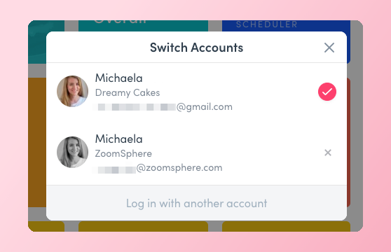 Account Switcher in ZoomSphere